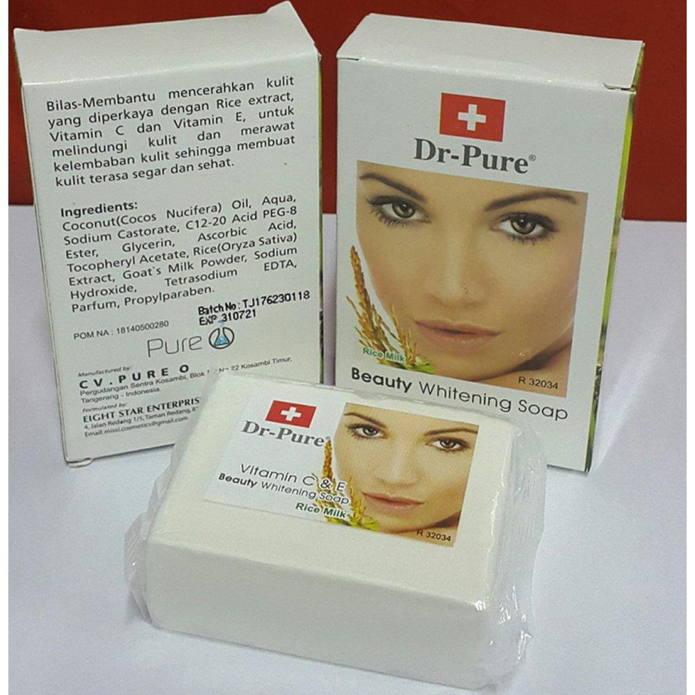 Sabun Beras Susu Putih - DR Pure Rice Milk Whitening Soap Batang BPOM ORIGINAL