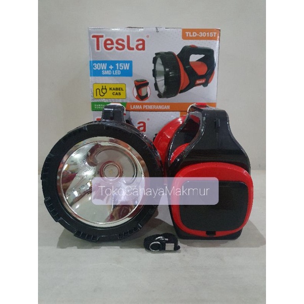 Senter Cas Rechargeable Tesla 30w 30watt + 15w SMD LED / Emergency