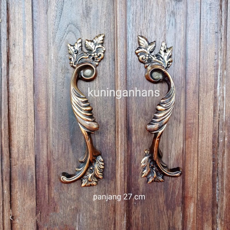 handle pintu unik kuningan ukir / handle pintu rumah