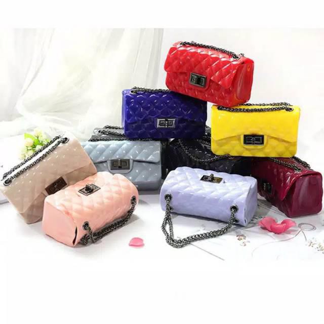  TAS  IMPORT JAKARTA JELLY  GLOSSY  RANTAI HITAM UK18 TSGH18 