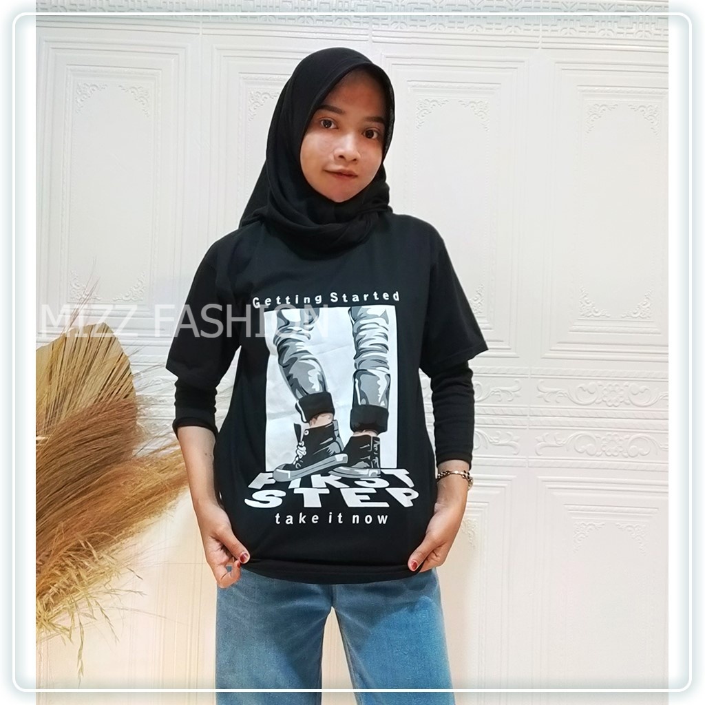 IM0018 KAOS DISTRO FIRST STEP  / Jeje Slebew SCBD Fashion Week Sudirman Citayam Bojonggede Depok