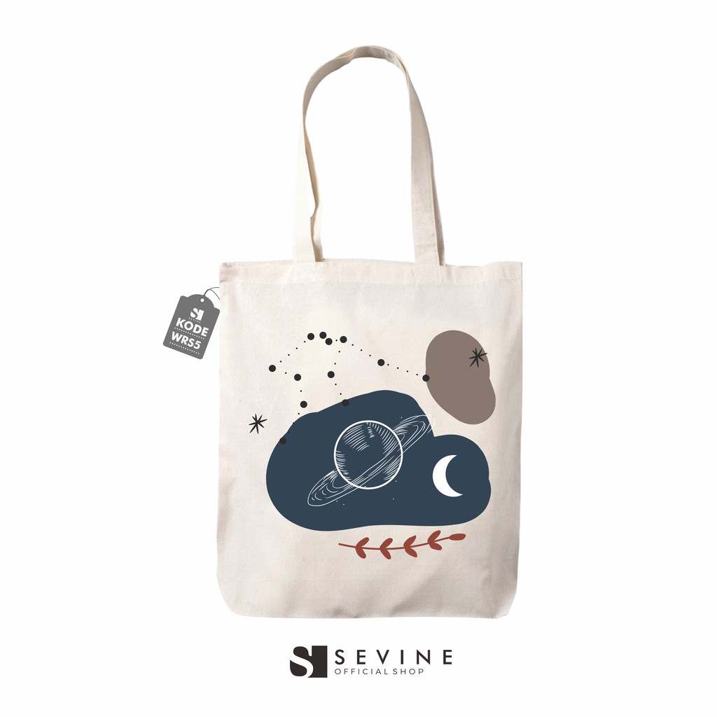 Sevine Tote Bag Drill Resleting Kuliah Sekolah Tas Wanita Fashion Cewek Totebag Laptop Nordic - WRS