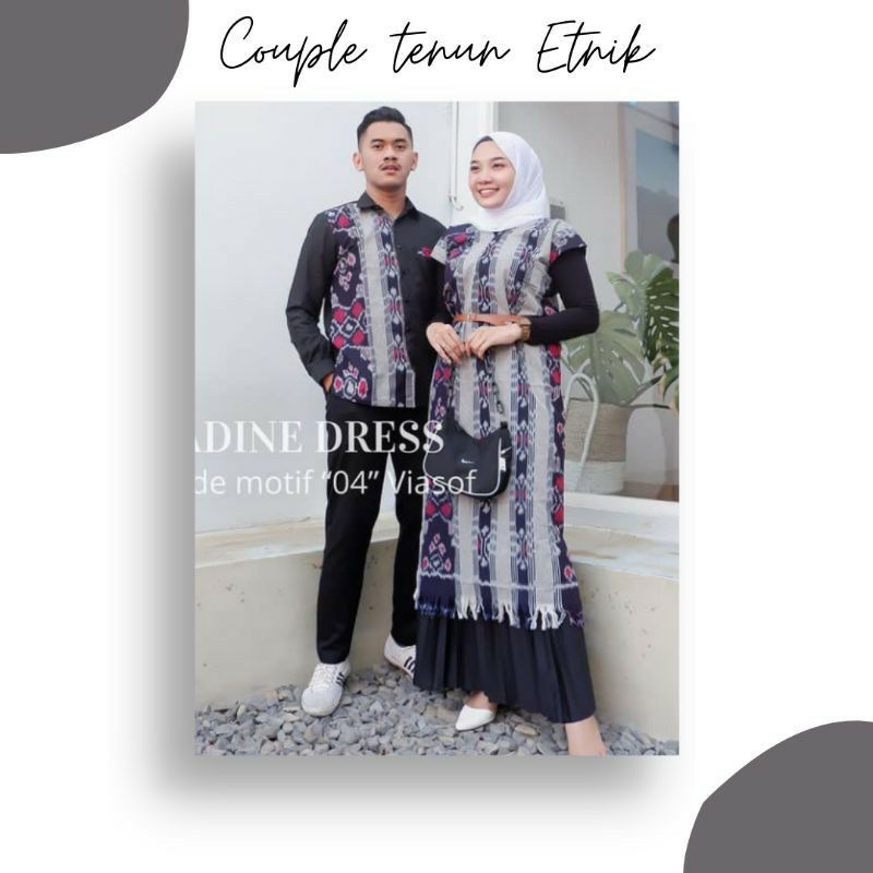 couple tenun ori dress adine and kemeja mix polos toyobo