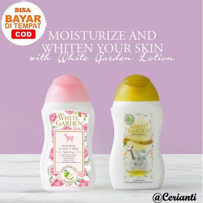 WHITE GARDEN Hand Body Lotion Pure Goat's Milk Pearl &amp; Pink Rose Lotion Susu Kambing