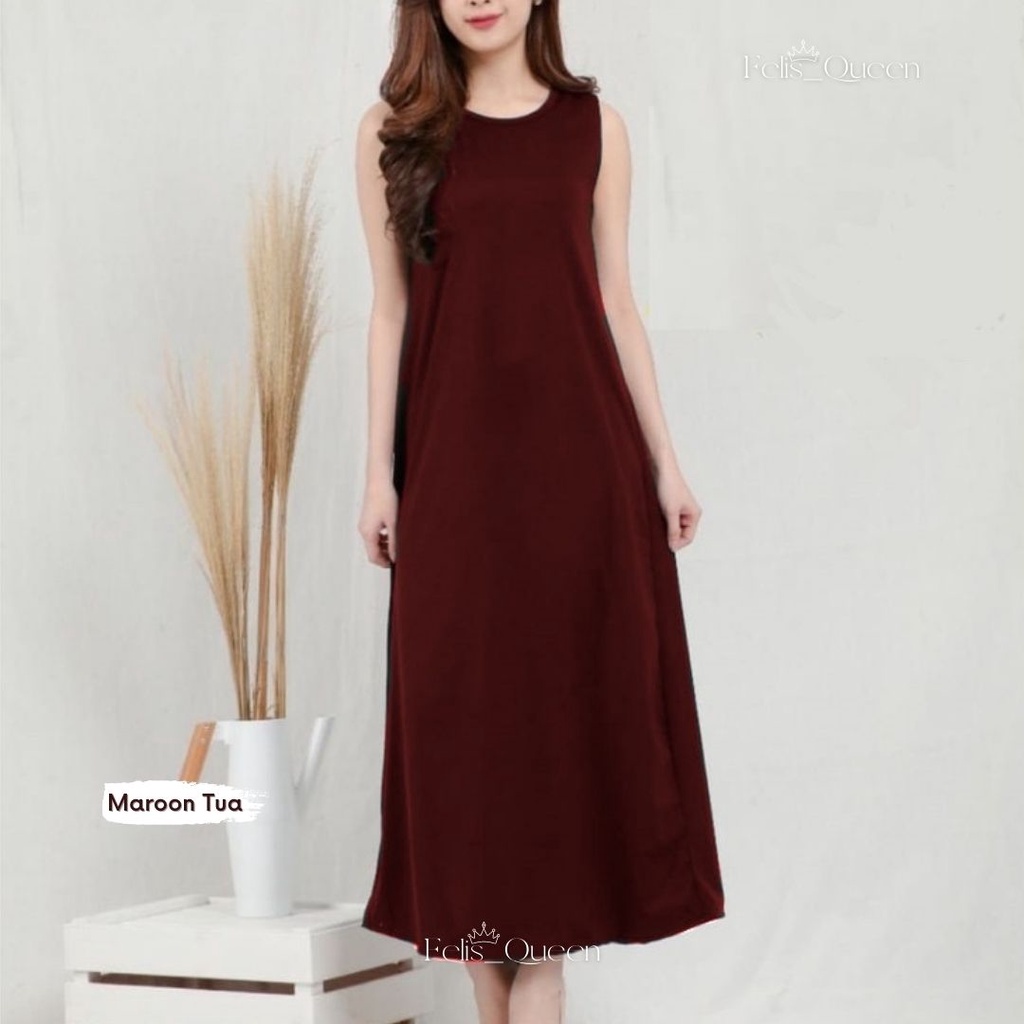 LONG DRESS TANPA LENGAN POLOS JUMBO / LONGDRESS  / LONG DRESS KOREAN STYLE by