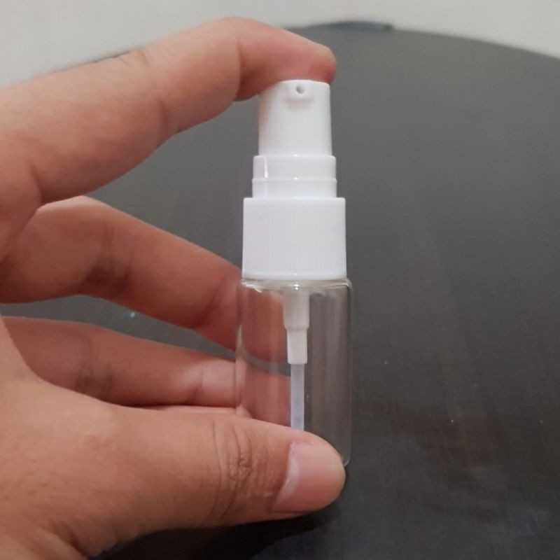 botol pump treatment 10ml kaca bening / botol kaca 10ml bening tutup pump