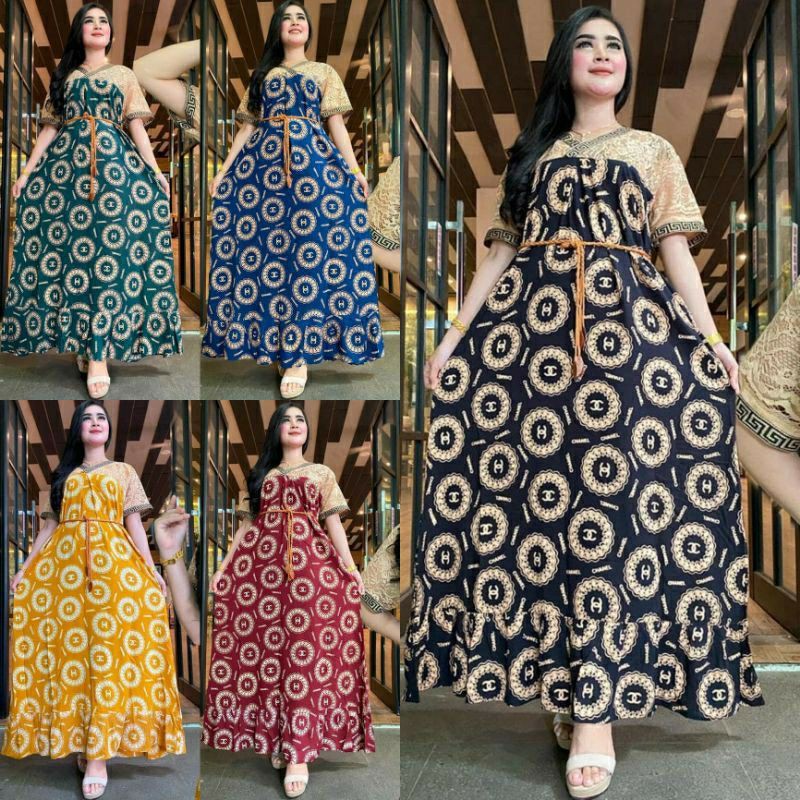 DASTER ARAB RENDA - DASTER CHANEL BAHAN RAYON - DASTER LONGDRESS MURAH