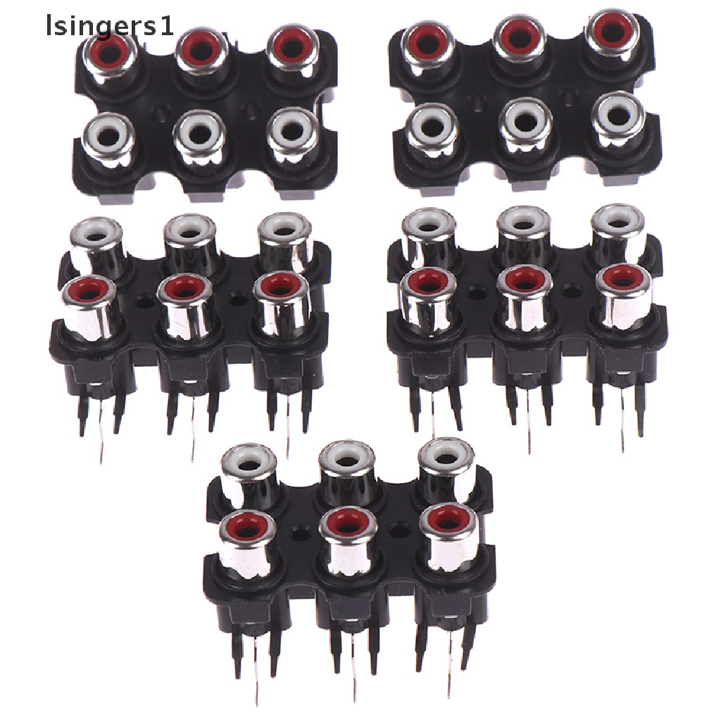 (lsingers1) 5pcs Konektor input Audio Stereo RCA Female 6 Lubang