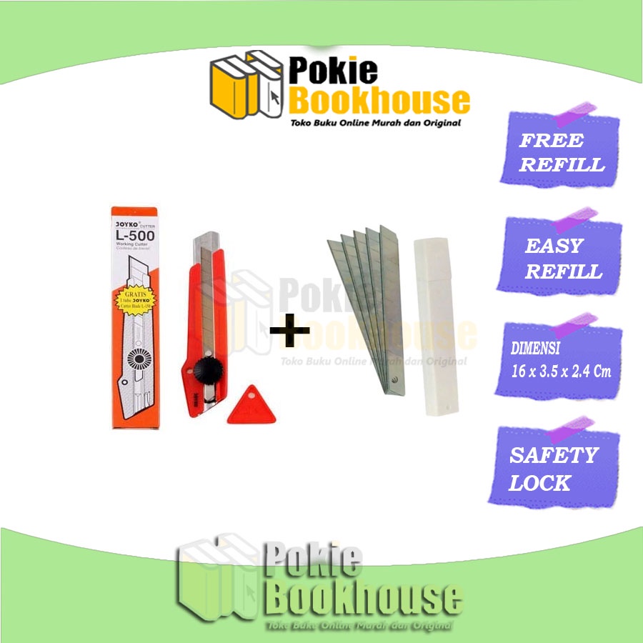 

Cutter JOYKO L-500 Gratis 1 Tube Isi 5 Pisau L-150 + Pemotong Pisau