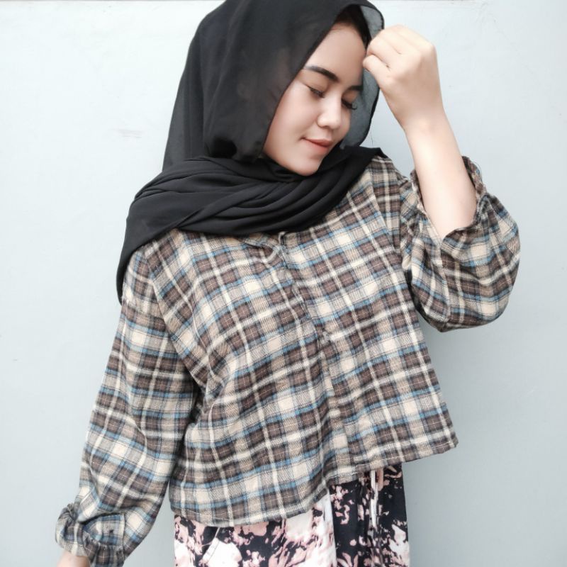 CROP TOP FLANEL / KEMEJA FLANEL WANITA / KEMEJA CROP / KEMEJA WANITA TERBARU-Al 37