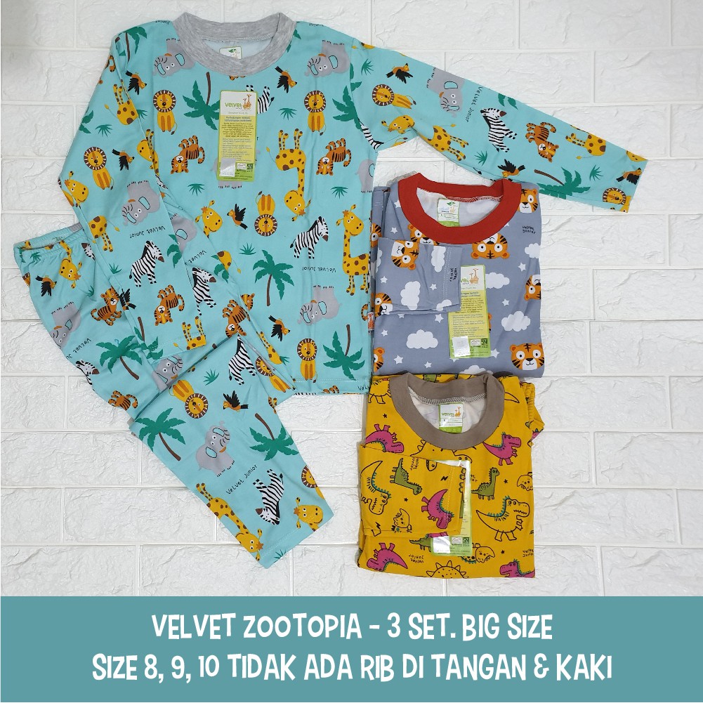Velvet Junior 3 setelan Piyama Panjang uk.2-10 th