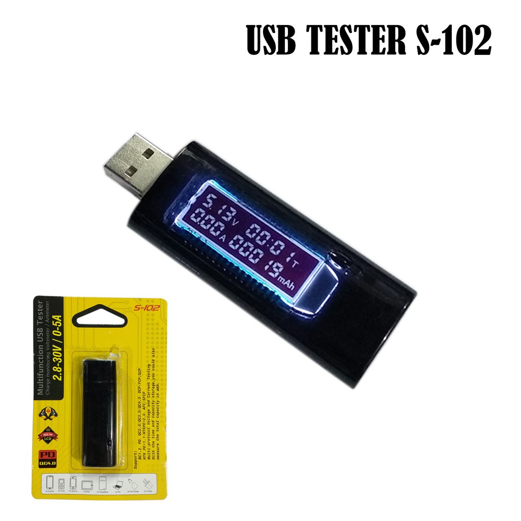USB Tester S-102 Voltmeter Ammeter Digital Support QC 4.0 PD 30V 5A