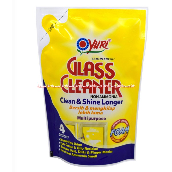 Yuri Glass Cleaner 410ml Foam Clean &amp; Shine Longer Cairan Pembersih Kaca Bersih Mengkilap Yurri Busa Membersihkan Kaca