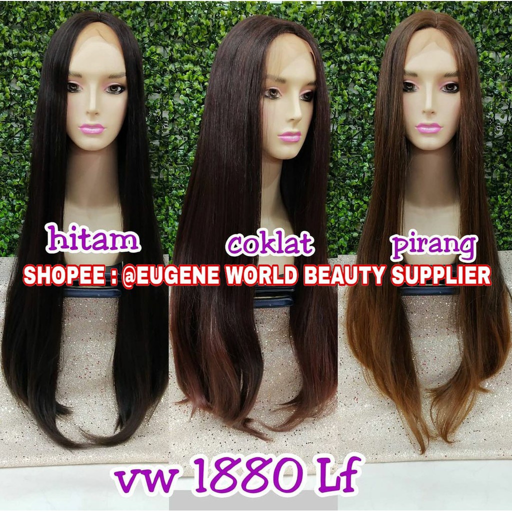 HALF LACE WIG LACE DEPAN WIG WANITA PANJANG LURUS WIG CEWEK KOREA NATURAL HITAM COKLAT 1880