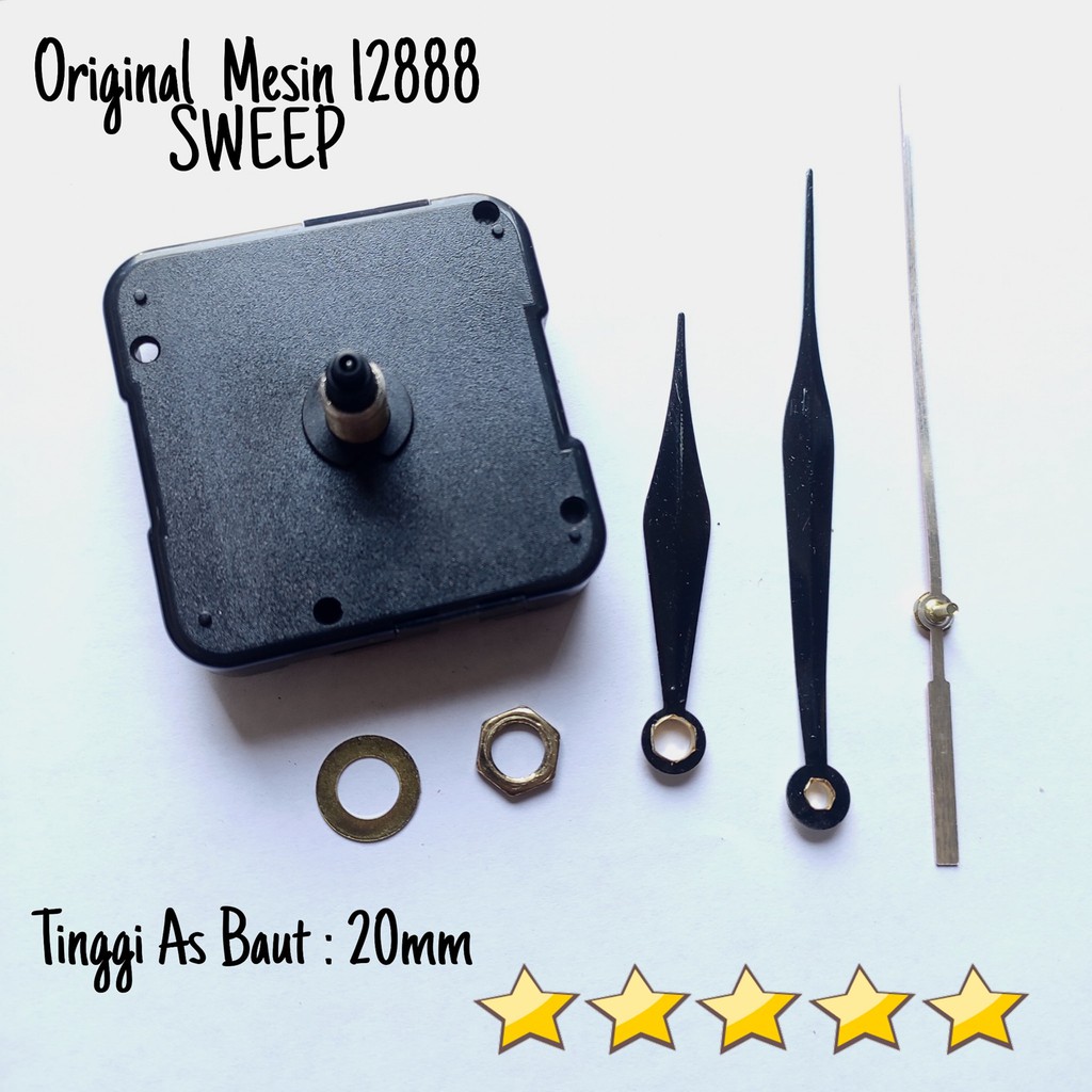 Original Mesin Jam Dinding 12888 Sweep Movement Hemat Batrei 20mm.