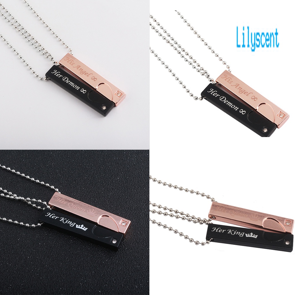 Kalung Berlian Imitasi Model Dog Tag His / Her Untuk Hadiah Valentine