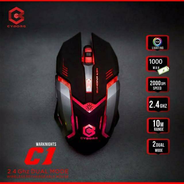 MOUSE GAMING WIRELESS RECHARGEABLE CYBORG C1 WARKNIGHTS SILENT