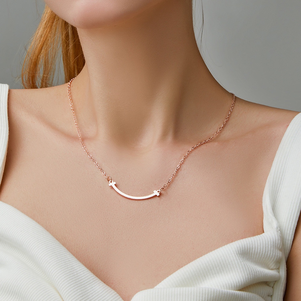 Smile Clavicle Chain Silver Gold Choker Alloy Kalung untuk Wanita