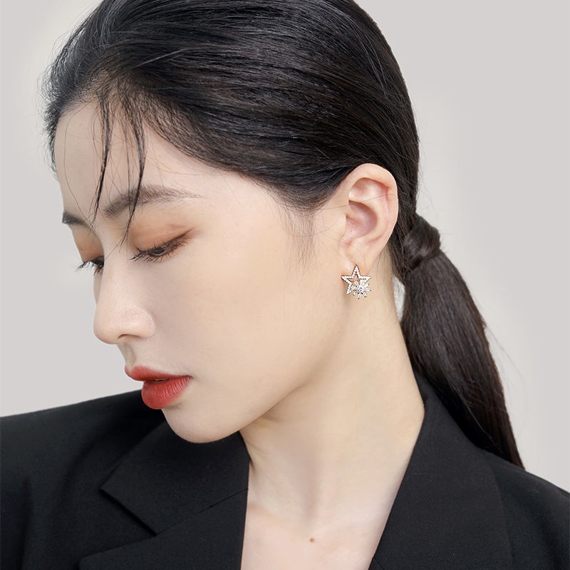 Dapat diputar Pentagram anting-anting temperamen wanita online influencer Korea anting-anting anting