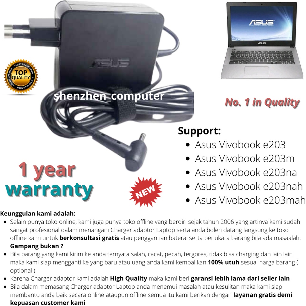 adaptor charger Asus Vivobook e203 e203m e203na e203nah e203mah new product