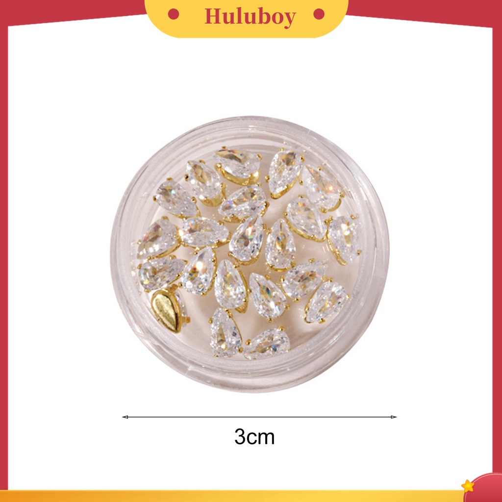 Huluboy Huluboy♡ 20pcs / Kotak Ornamen Perhiasan Berlian Imitasi Cubic Zirconia Glitter Untuk Dekorasi Nail Art Wanita