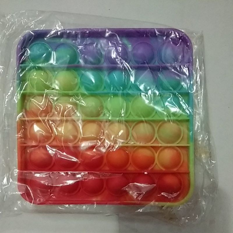 Mainan Fidget Pop It Bulat Warna Pelangi Untuk Penghilang Stress Anak-Kotak rainbow