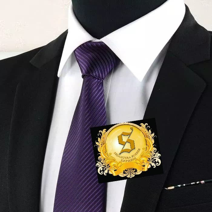 DASI dasi kantor import pria warna ungu tua motif garis diagonal kilap - model instant (C0J1) Dasi m