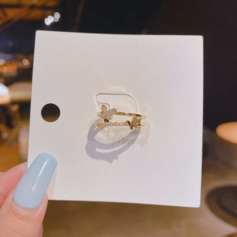 Cincin Model Butterfly 3 Warna Bahan Titanium Steel Untuk Wanita