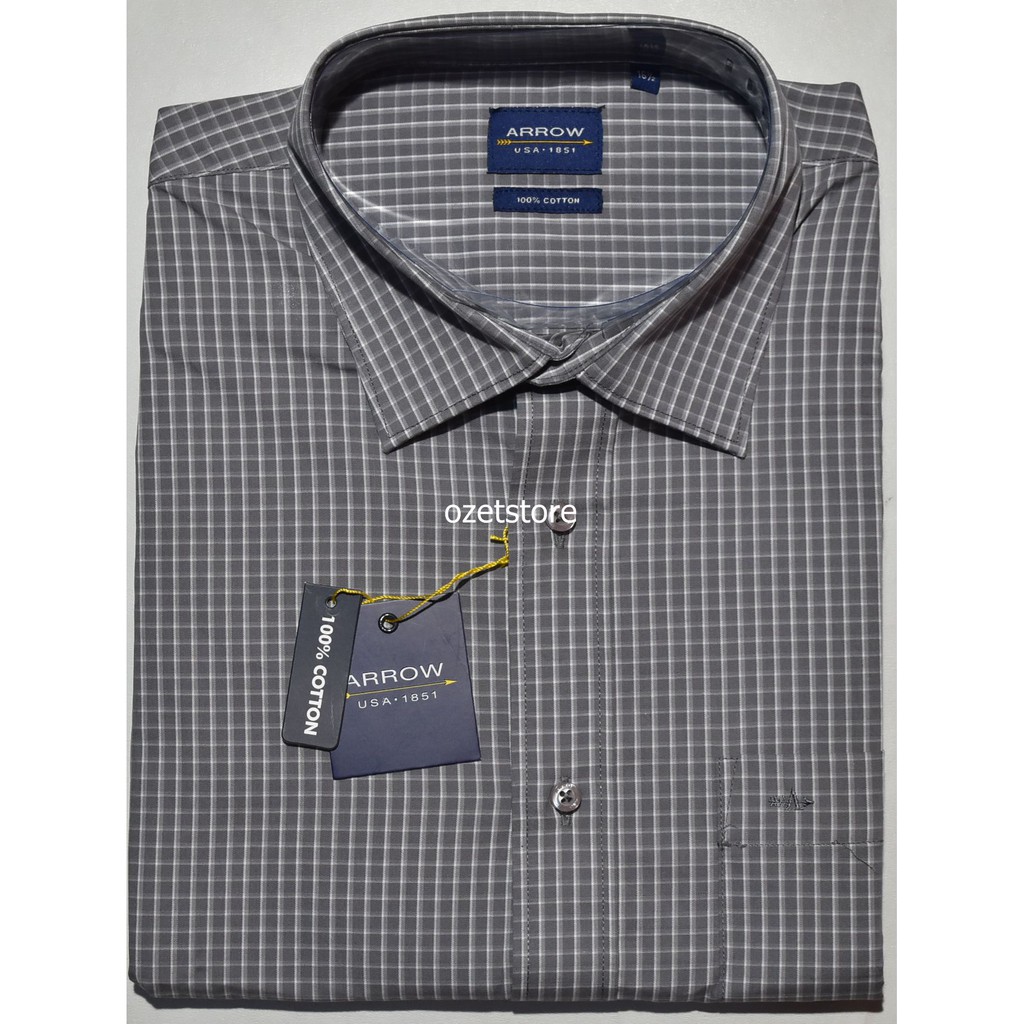 Kemeja Pria Formal Lengan Pendek ARROW Abu Motif Reguler CF19 ORI