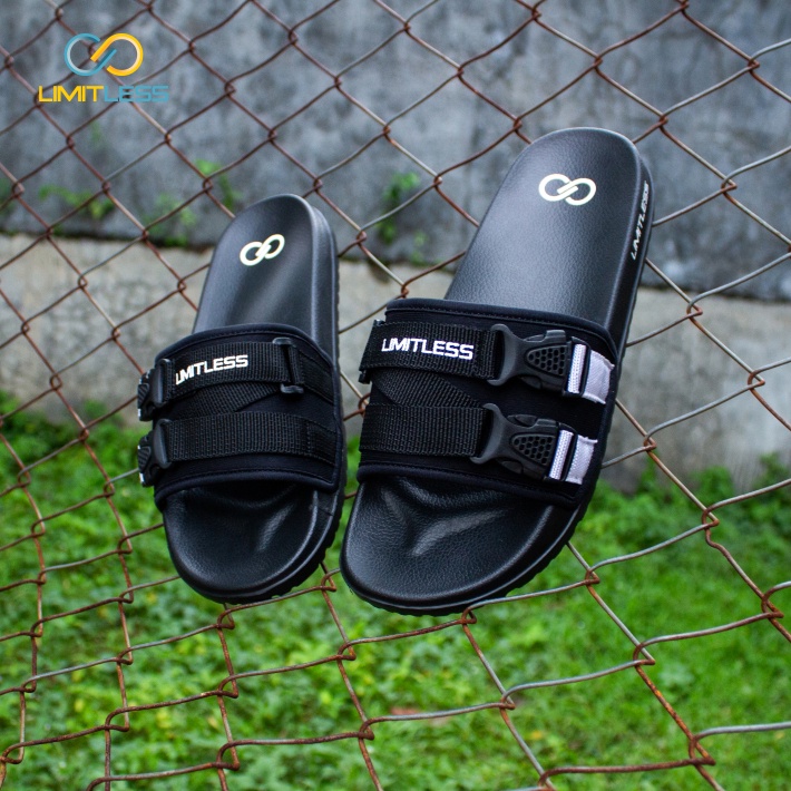 Sandal Selop Pria Casual Empuk Sendal Pria Slide Hitam Santai Sendal Cowok Anti Slip Sandal Laki-Laki