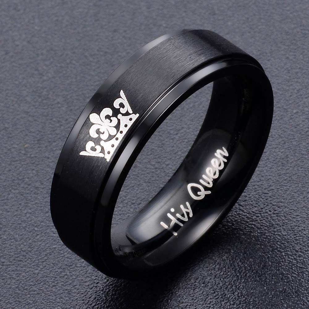 Needway   Mahkota Cincin Pasangan Sliver Unisex Pasangan Cincin His Queen Anti Karat Untuk Pria Wanita Gaya Korea Ring