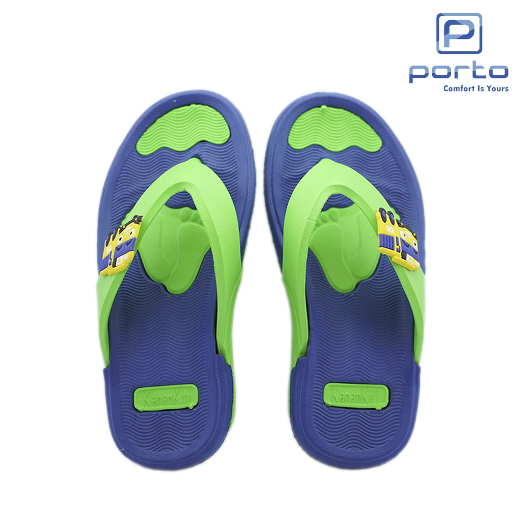 B35 - Porto Leveling Sandal Jepit Anak Laki-laki Size 30 -35 Karet Karakter Nyaman Empuk Lucu Tayo Bus Original