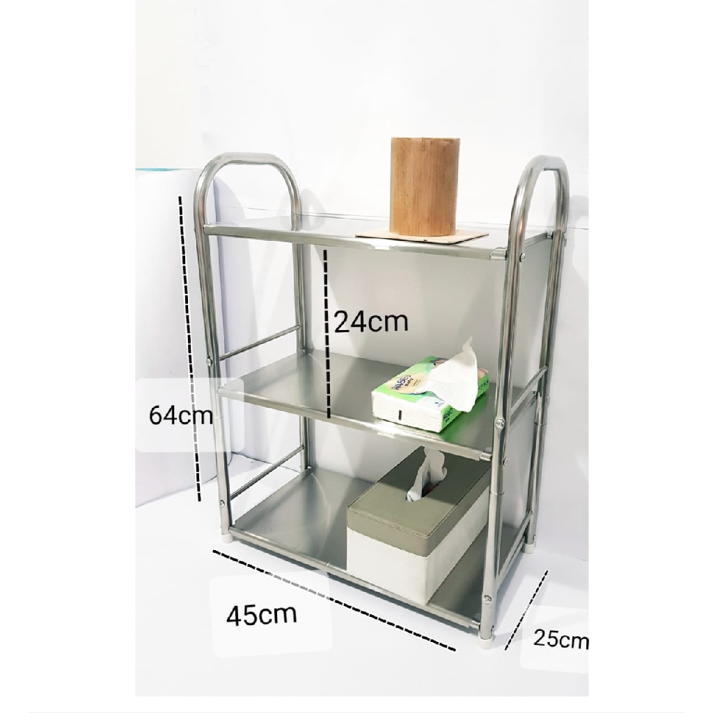 Organizer Portable Rak Toilet Stainless 3 Susun M836