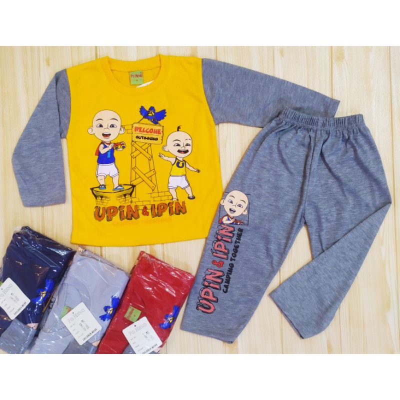 BAJU ANAK UPIN IPIN 2-7 THN - SETELAN ANAK LAKI-LAKI PANJANG MINION IRONMAN ULTRAMAN PINSON