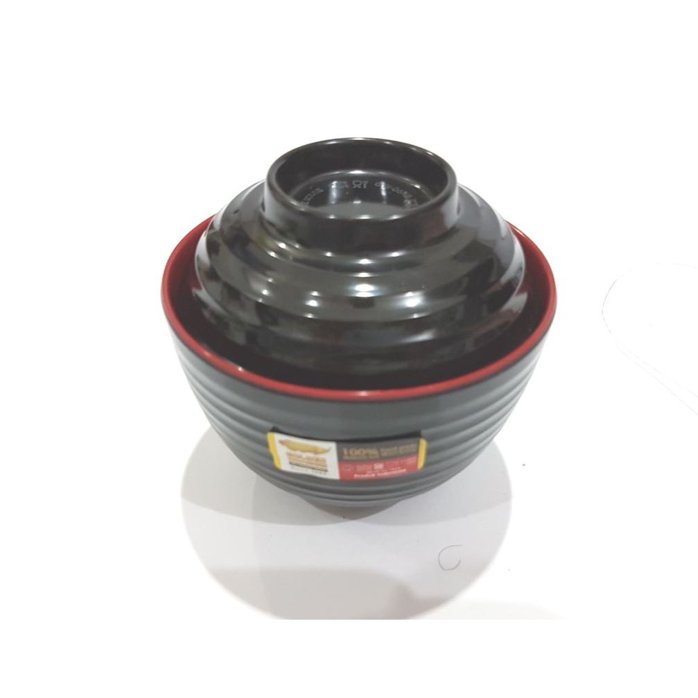 MANGKOK J3PANG K3R3N W06A8 Mangkok MELAMIN Ulir Datar dengan tutup Golden Dragon - 3,7 inch MERAH HI