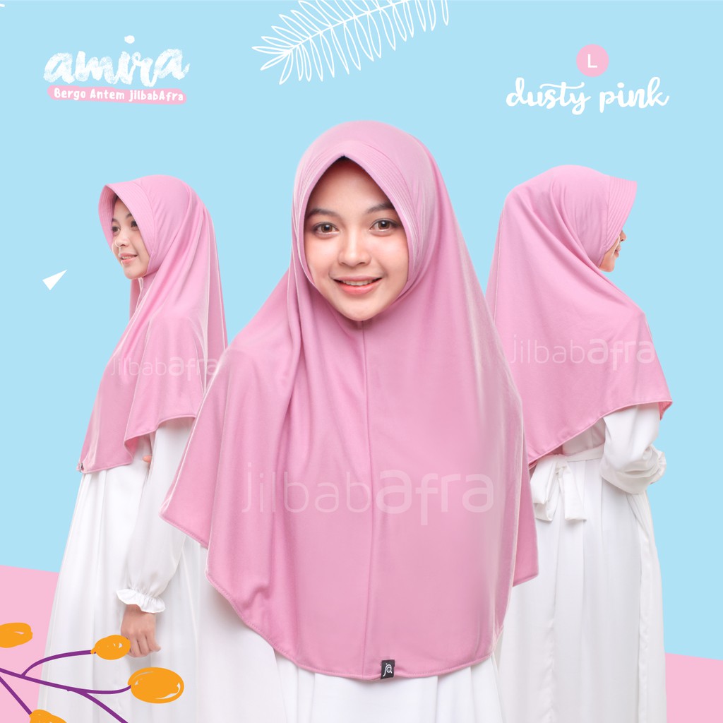 Jilbab Amira Size L - Bergo Pet Antem - Jilbab Afra - Hijab Instan Bahan Kaos, Adem, Lembut &amp; Nyaman