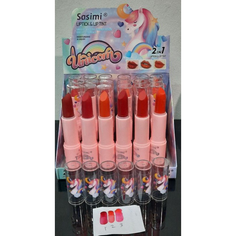 PROMO PER6PCS!!!LIPSTIK&amp;LIP TINT 2 IN 1 UNICORN SASIMI S-1987