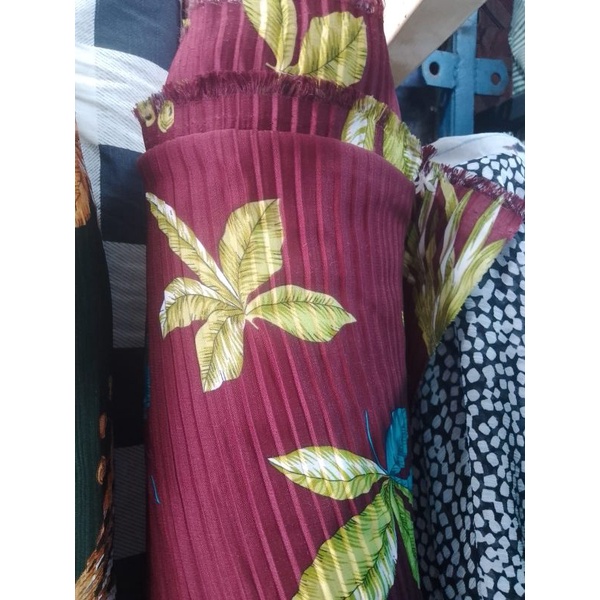 Bahan kain meteran Plisket motif St444Ddm harga per 0,5 meter