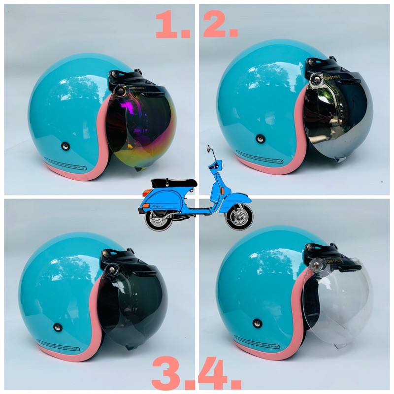 (Bisa bayar ditempat)Helm bogo hijau tosca kaca cembung