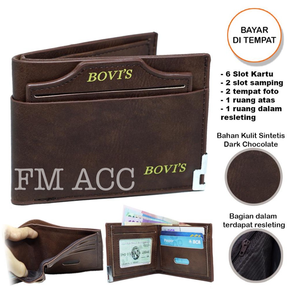 Dompet Pria Bovis &amp; Co PU-premium J09 / Dompet Kulit / Dompet Murah / Dompet Keren- HITAM