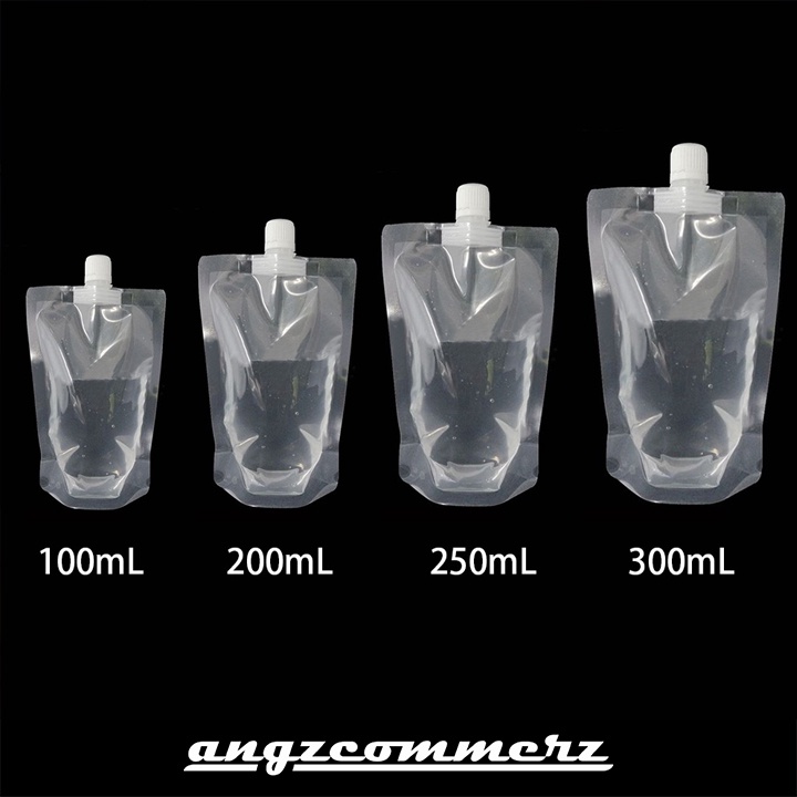 Plastik Minum Bening Tutup Segel Cap Mika Top Big Nozzle Standing Beverage Pouch Clear Plastic