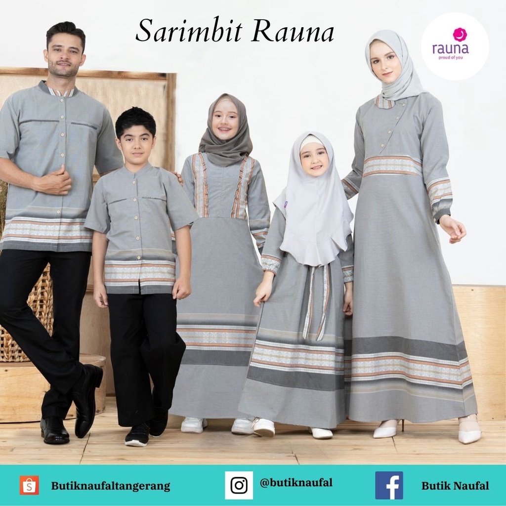 Sarimbit Rauna Terbaru 2022 Baju Couple Keluarga RGF 02 Abu/ RGR 02 Abu / RGAF 02 Abu/ RKF02 Abu/ RK