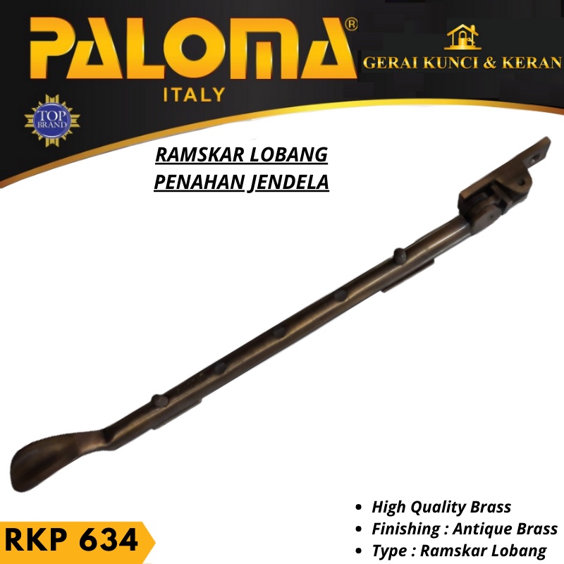 RAMKSAR PALOMA RKP 634 LAMSKAR LOBANG PENAHAN BUKAAN JENDELA BRASS SATIN NICKEL