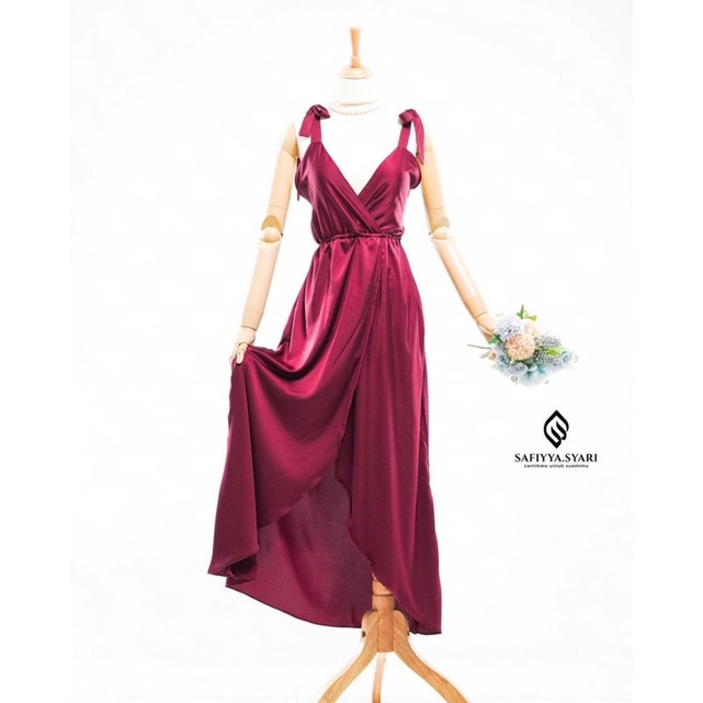 [Kaffah Sister] Promo Clearance Sale Long Diana Dress Redgrape by Safiyya Syari