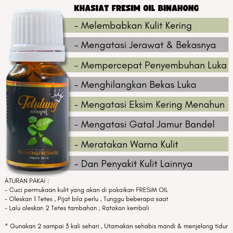 Tetulung Binahong Oil 10 ml & 60 ml Obat Gatal Di Selangkangan Paling Ampuh - Obat Gatel Kulit Selangkangan - Obat Oles Selangkangan Gatal dan Lecet - Salep Obat Gatal Selangkangan Berjamur Kurap Eksim Hitam Ampuh BPOM-3