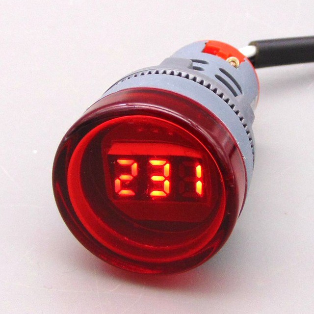 22mm AC Voltmeter Bulat Mini 80-500V Indikator Volt Tegangan PLN Volt