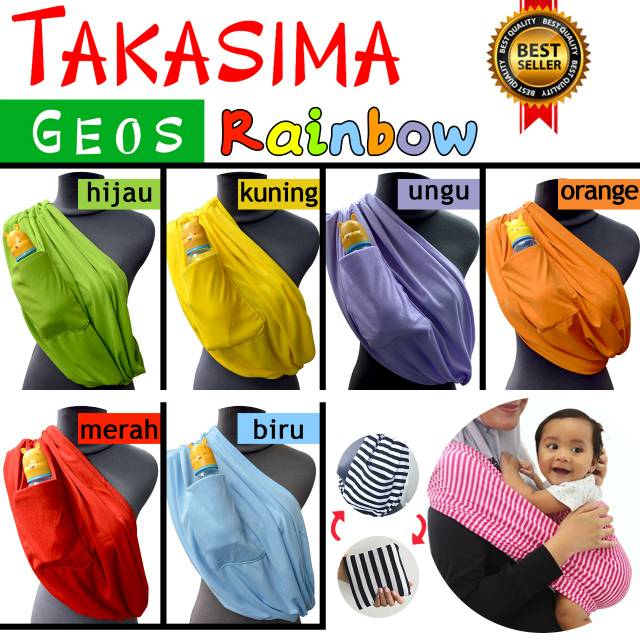 SALE 12.12 GEOS KANTONG TAKASIMA RAINBOW DENGAN KANTUNG Geos GENDONGAN KAOS MURAH GENDONGAN SLING