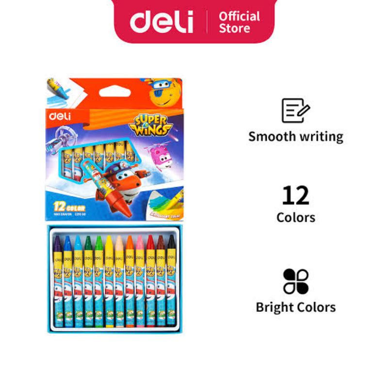 

Deli Super wings wax crayon Round barrel 12 colour