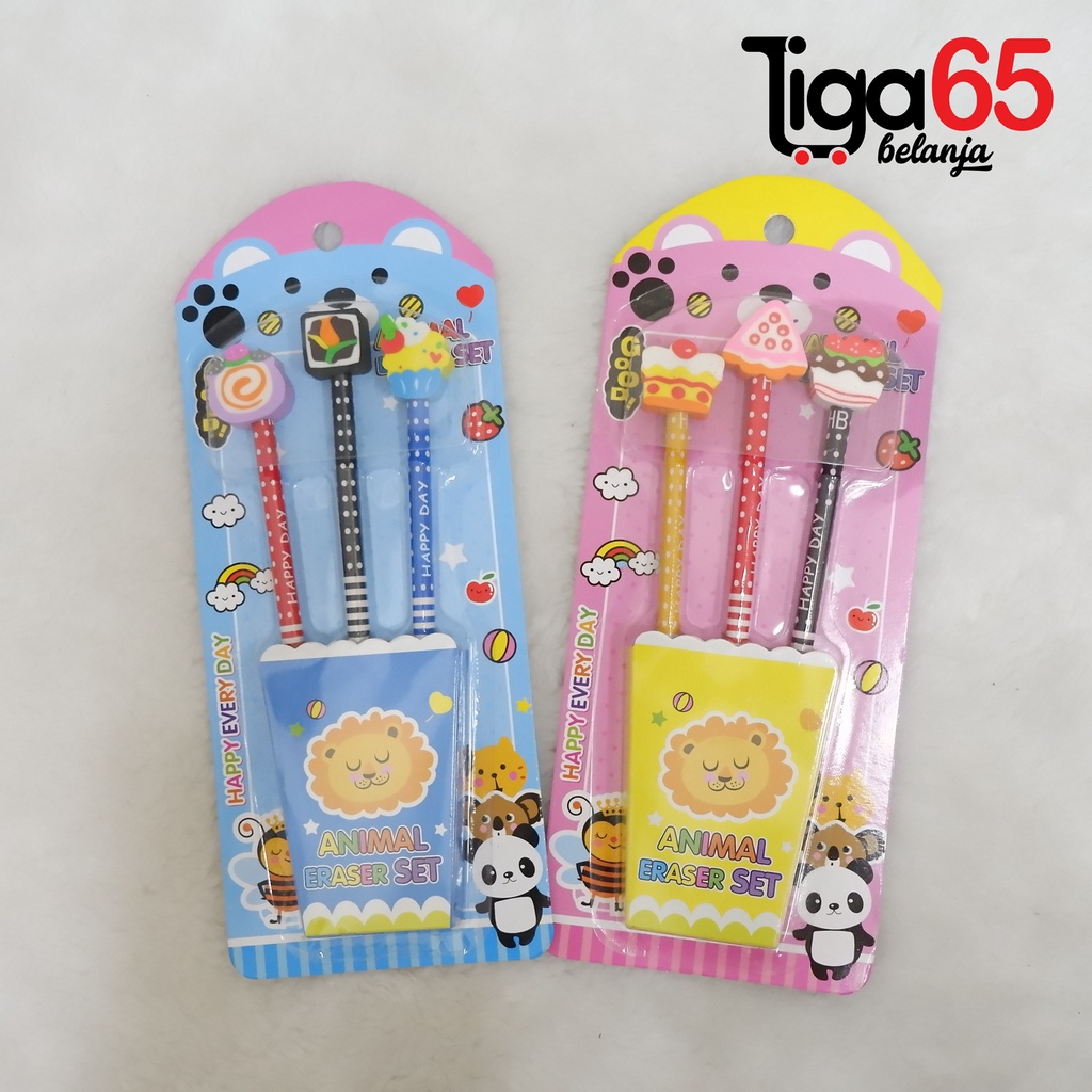 365 Pencil set #40607 3D cartoon Stationary Set Alat Tulis Anak kartun / Buku &amp; Alat Tulis