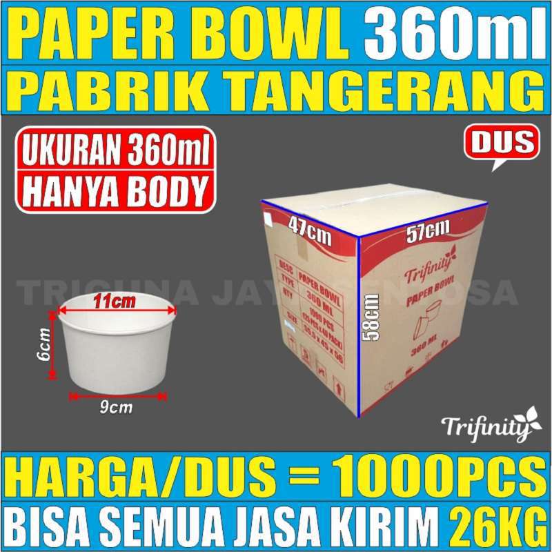 Trifinity Paper Bowl 360ml 500ml 650ml 800ml Per Dus Hanya Body Mangkok Kertas Tahan Panas Js krm